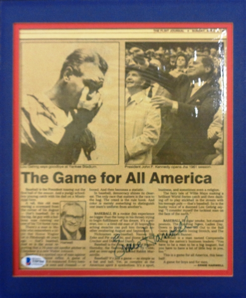 Ernie Harwell Autographed 10x12 Newspaper Article