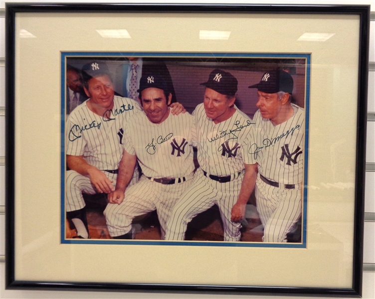 Mantle, DiMaggio, Berra and Ford Autographed & Framed 11x14