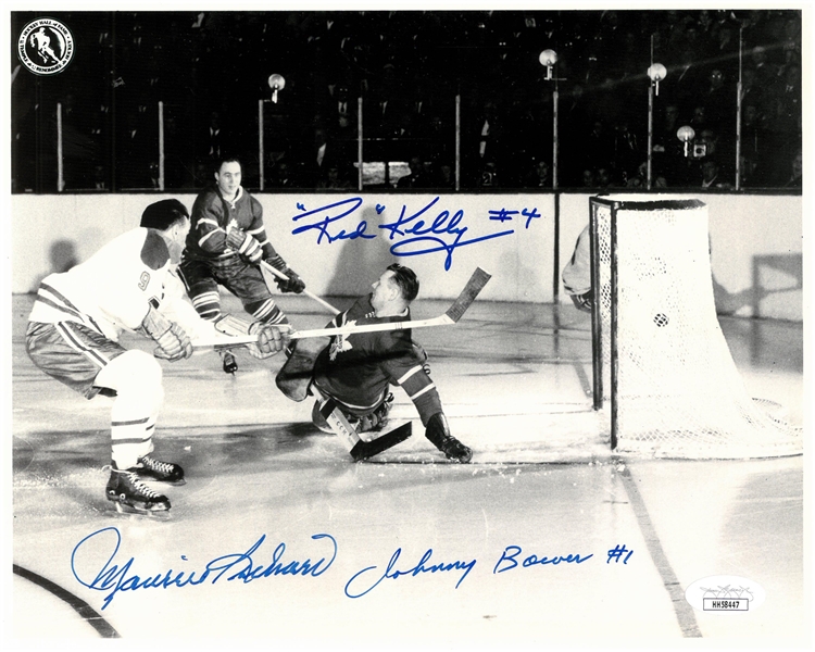 Maurice Richard/Red Kelly/Johnny Bower 8x10 Signed Photo