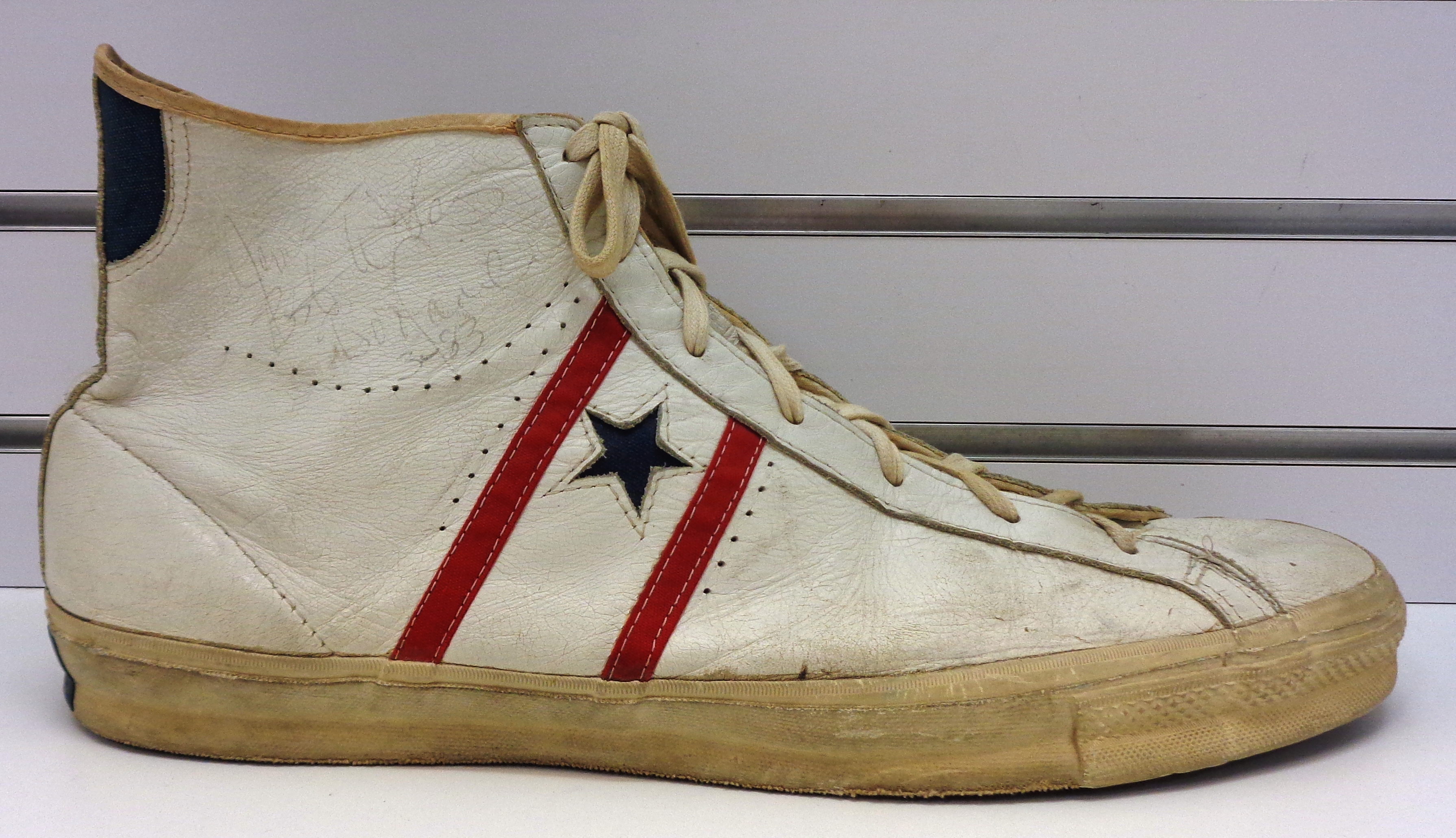 Circa 1974 Bob Lanier Game Detroit Pistons Sneaker -- Size 20!, Lot  #81378