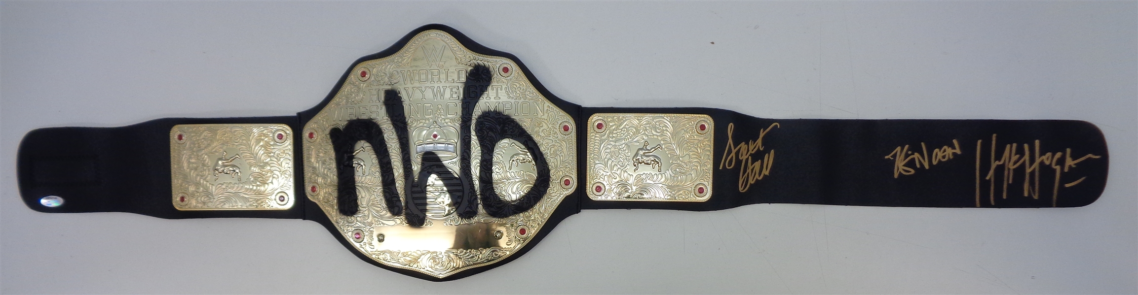 NWO Wrestling Belt Signed by Hogan, Nash and Hall