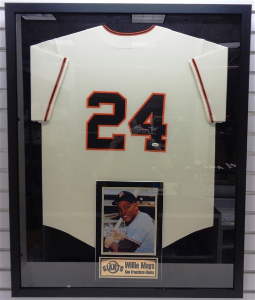 Willie Mays Autographed Framed Jersey - Pick up only