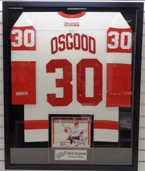 Chris Osgood Autographed Framed Jersey - Pick up Only