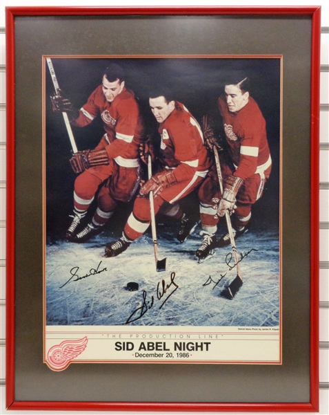 Production Line Autographed Framed 18x24 Sid Abel Night 1986 Poster - Pick up Only