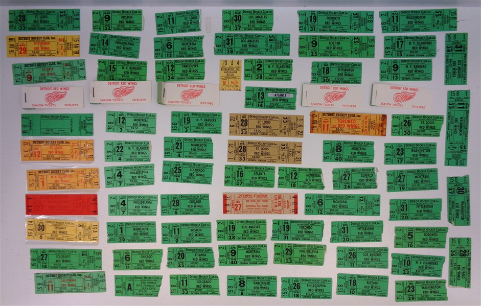 Huge lot of 1970s Red Wings Olympia Tickets