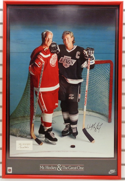 Gordie Howe & Wayne Gretzky Autographed Framed Poster - Pick up Only