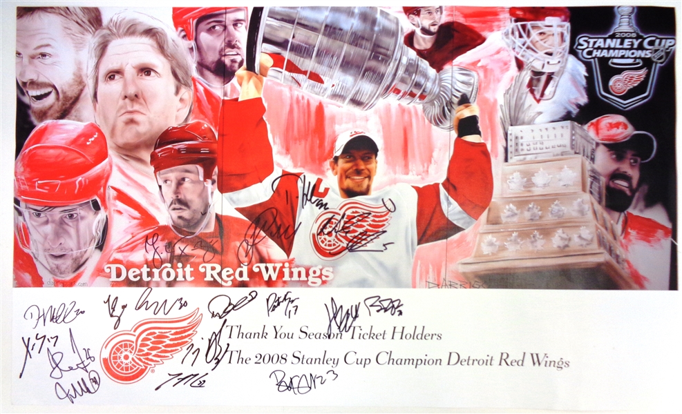 2008 Red Wings 15x24 Canvas Signed by 17