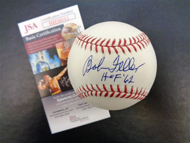 Bob Feller Autographed Baseball w/ HOF 62