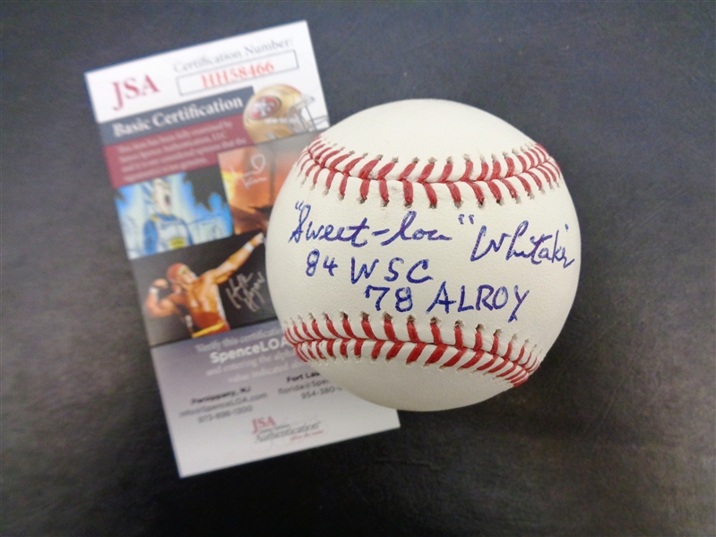 Lou Whitaker Autographed Baseball w/ 3 Inscriptions