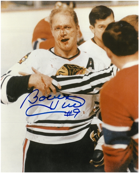 Bobby Hull Autographed Bloody 8x10 Photo