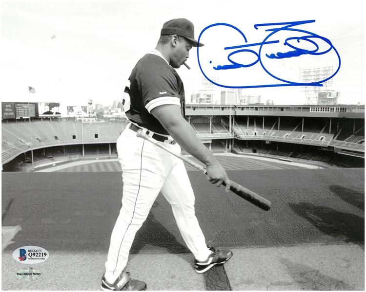 Cecil Fielder Autographed 8x10 Photo on Roof of Tiger Stadium