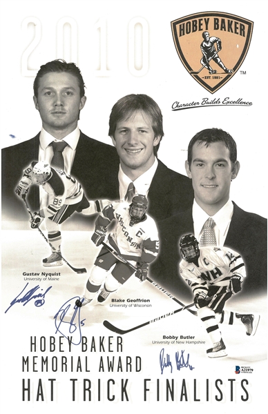 Nyquist/Geoffrion/Butler Autographed 11x17 Hobey Baker Poster