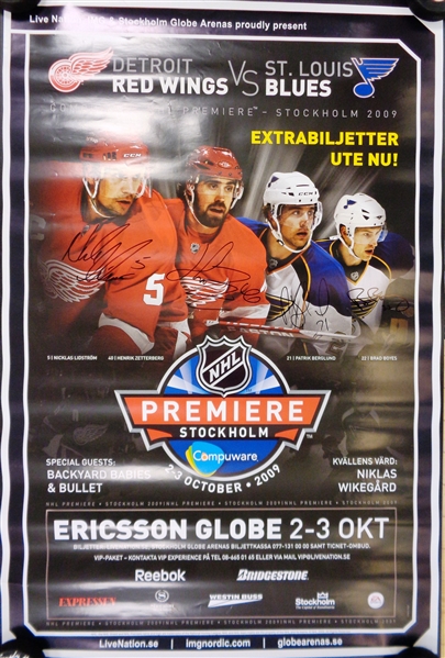 Red Wings vs Blues in Sweden Autographed 23x35 Poster