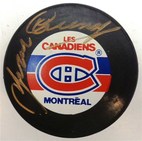 Yvan Cournoyer Autographed Canadiens Puck