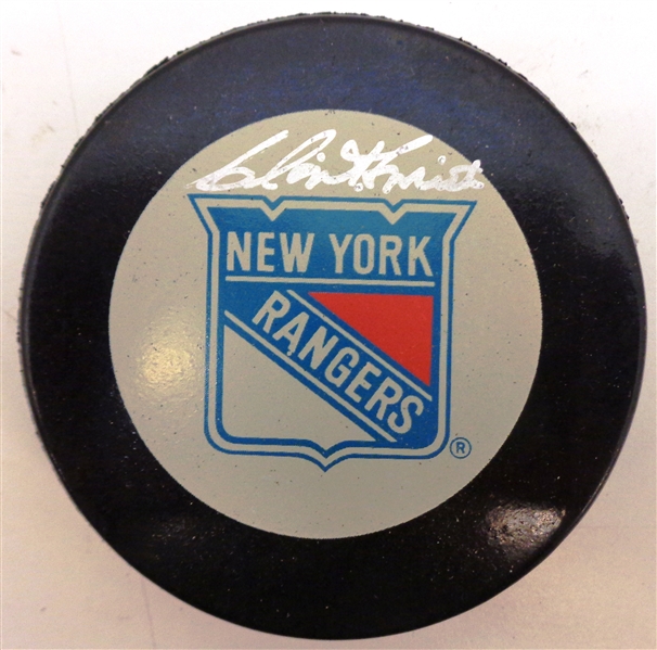 Clint Smith Autographed Rangers Puck