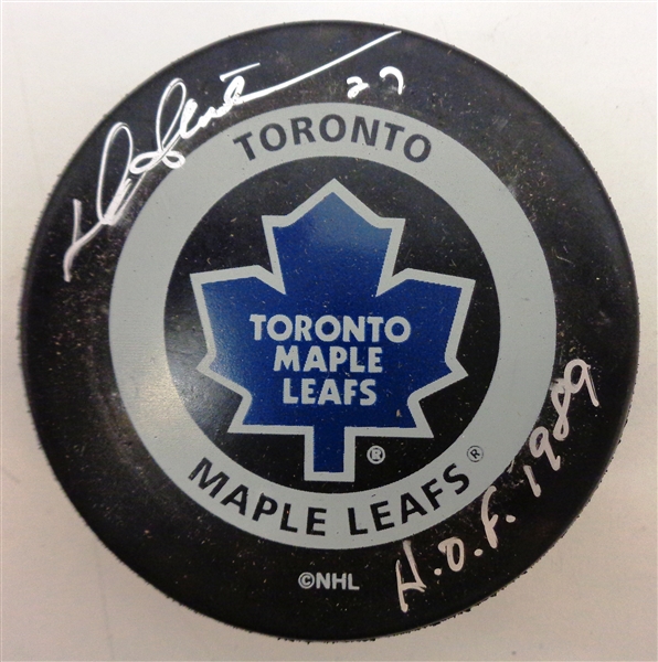 Darryl Sittler Autographed Maple Leafs Puck w/ HOF