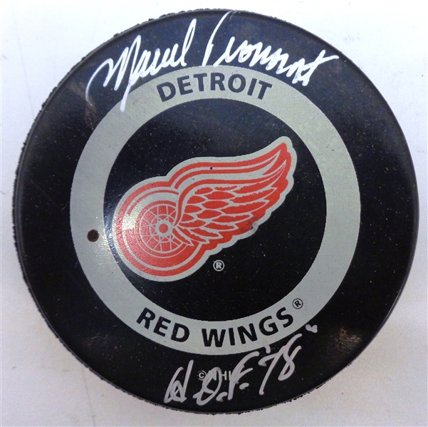 Marcel Pronovost Autographed Red Wings Puck w/ HOF