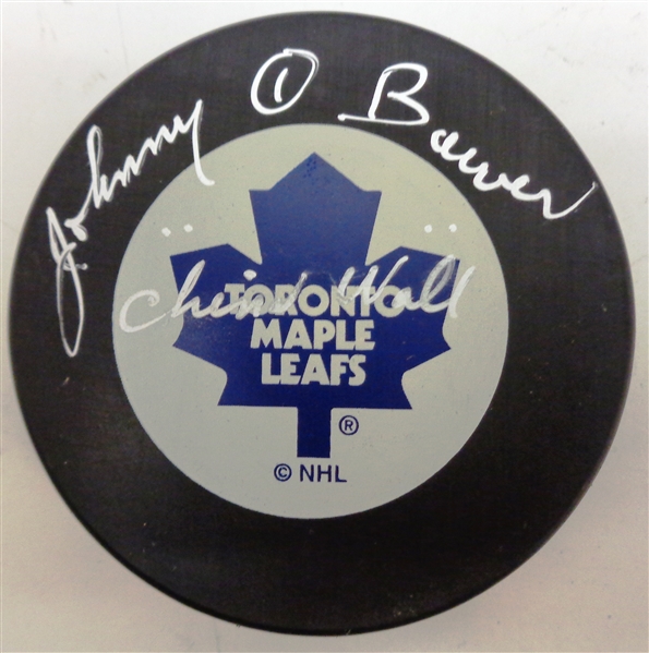 Johnny Bower Autographed Maple Leafs Puck w/ China Wall