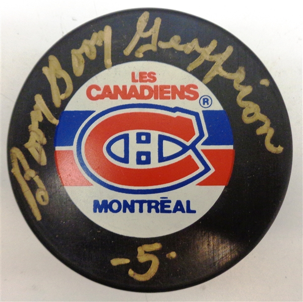 Boom Boom Geoffrion Autographed Canadiens Puck