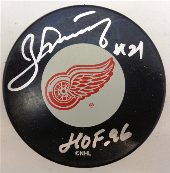 Borje Salming Autographed Red Wings Puck w/ HOF