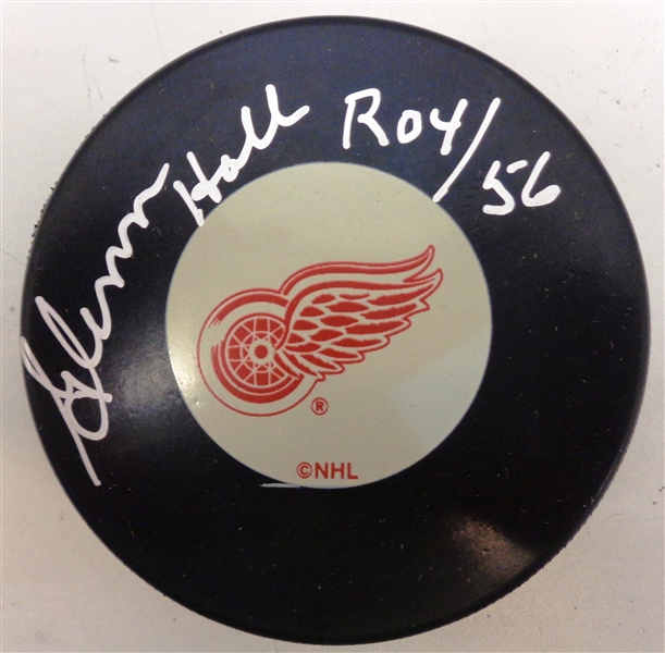 Glenn Hall Autographed Red Wings Puck w/ ROY
