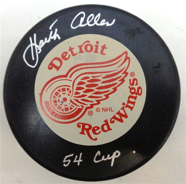 Keith Allen Autographed Red Wings Puck w/ 54 Cup
