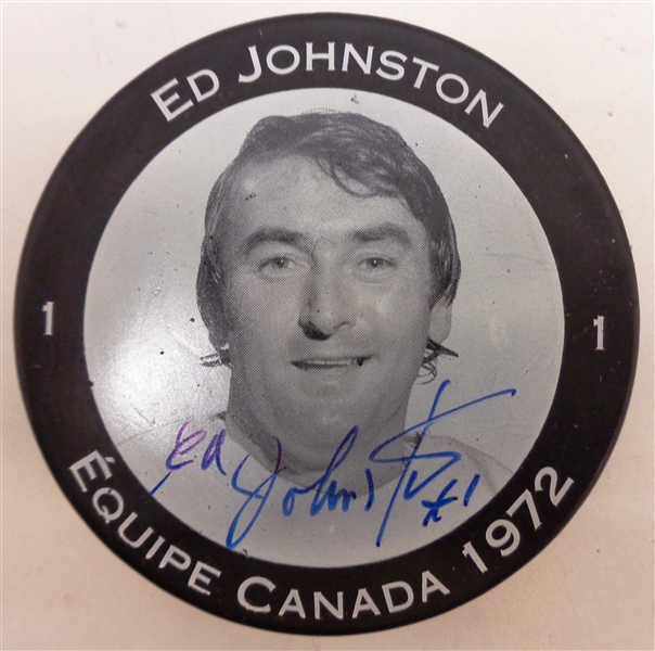 Ed Johnston Autographed Photo Puck
