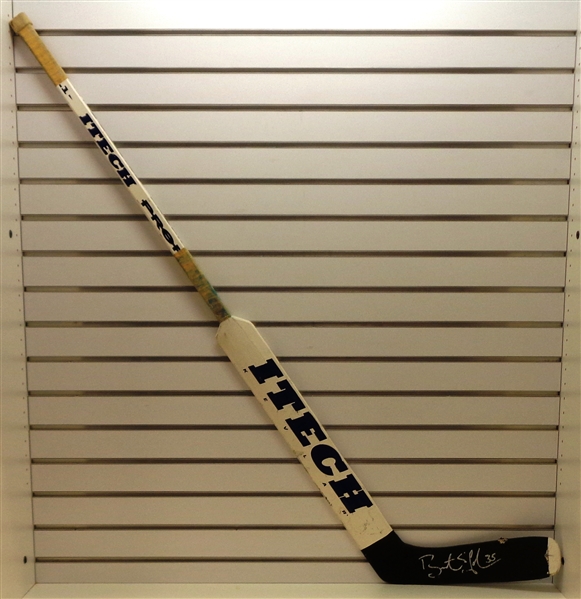 Brent Johnson Autographed Game Used Stick