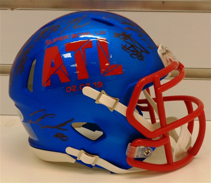 Super Bowl LIII Mini Helmet Signed by 9