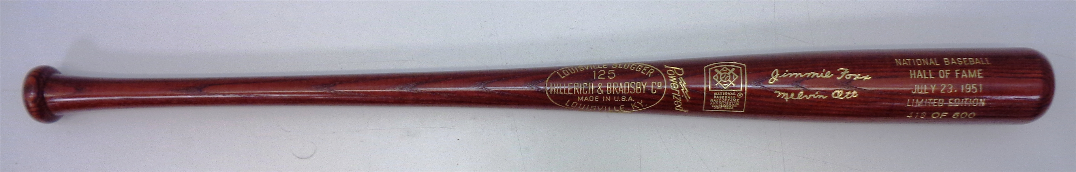1951 MLB Hall of Fame Induction Bat - Foxx & Ott