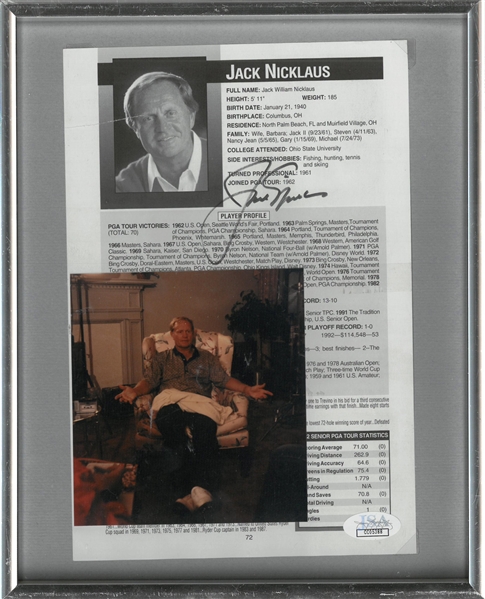 Jack Nicklaus Autographed Framed Article