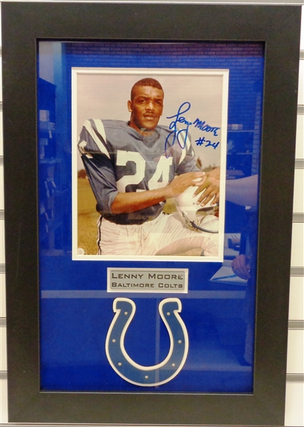 Lenny Moore Autographed Framed 8x10 Photo