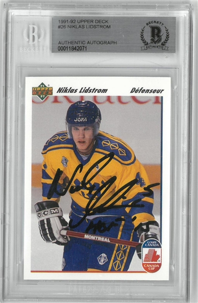 Nick Lidstrom Autographed 1991/92 Upper Deck Rookie Card