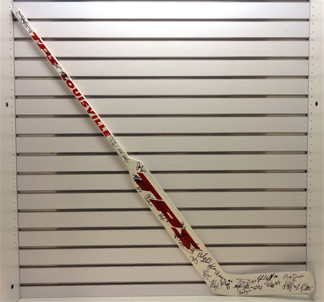 2002 Red Wings Team Signed Stick w/ 34 Autos (Kocur Collection)