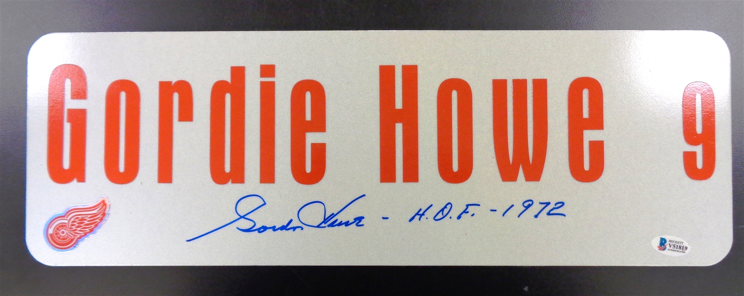 Gordie Howe Autographed 6x18 Street Sign