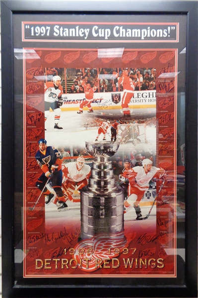 1997 Red Wings Team Signed Large Poster w/ 30 Autos