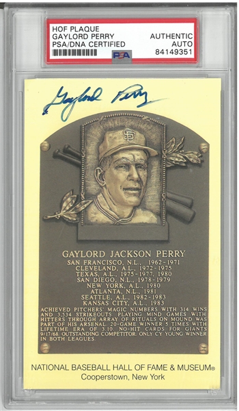 Gaylord Perry Autographed HOF Plaque