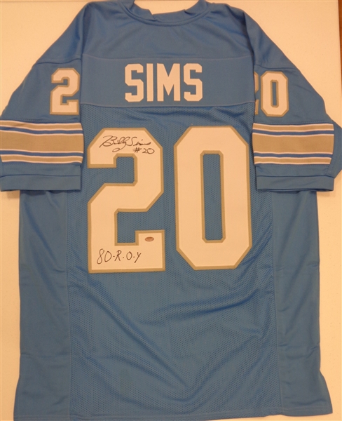 Billy Sims Autographed Custom Jersey w/ 80 ROY