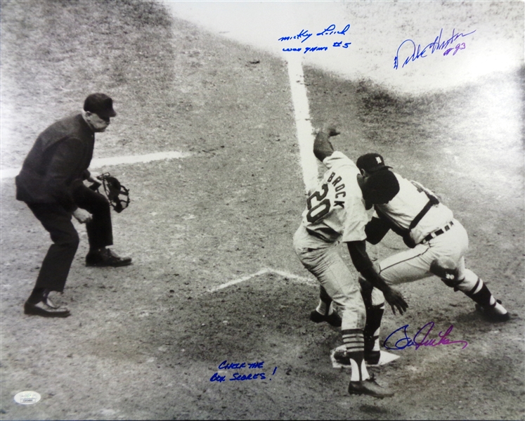 Freehan, Horton and Lolich 16x20 Autographed 68 World Series "The Play at the Plate" Photo