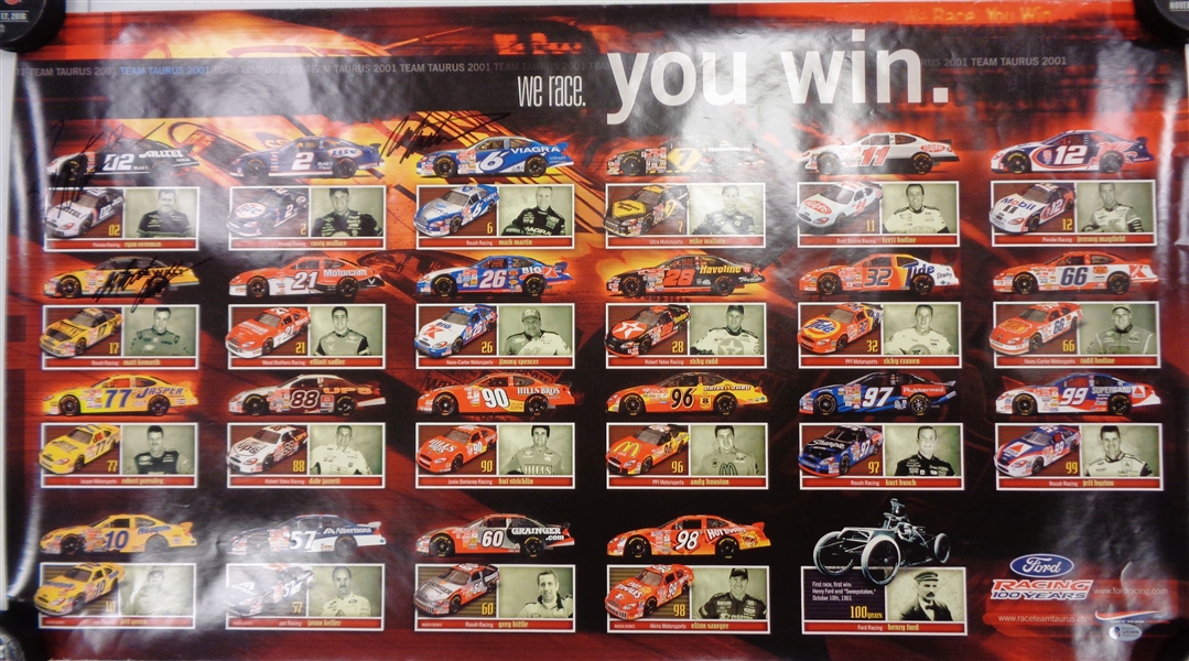 20x36 Nascar Poster Signed by Martin, Newman and Kenseth