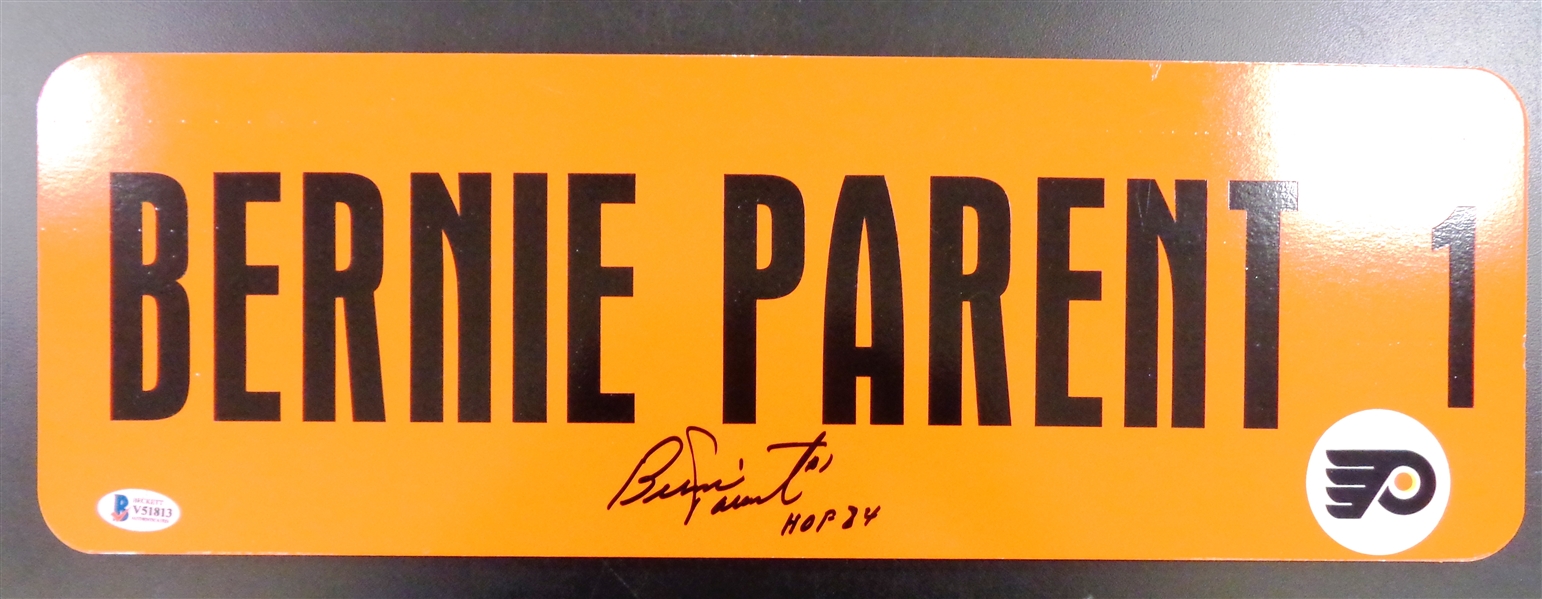 Bernie Parent Autographed 6x18 Metal Street Sign