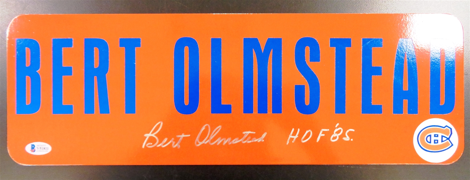 Bert Olmstead Autographed 6x18 Metal Street Sign