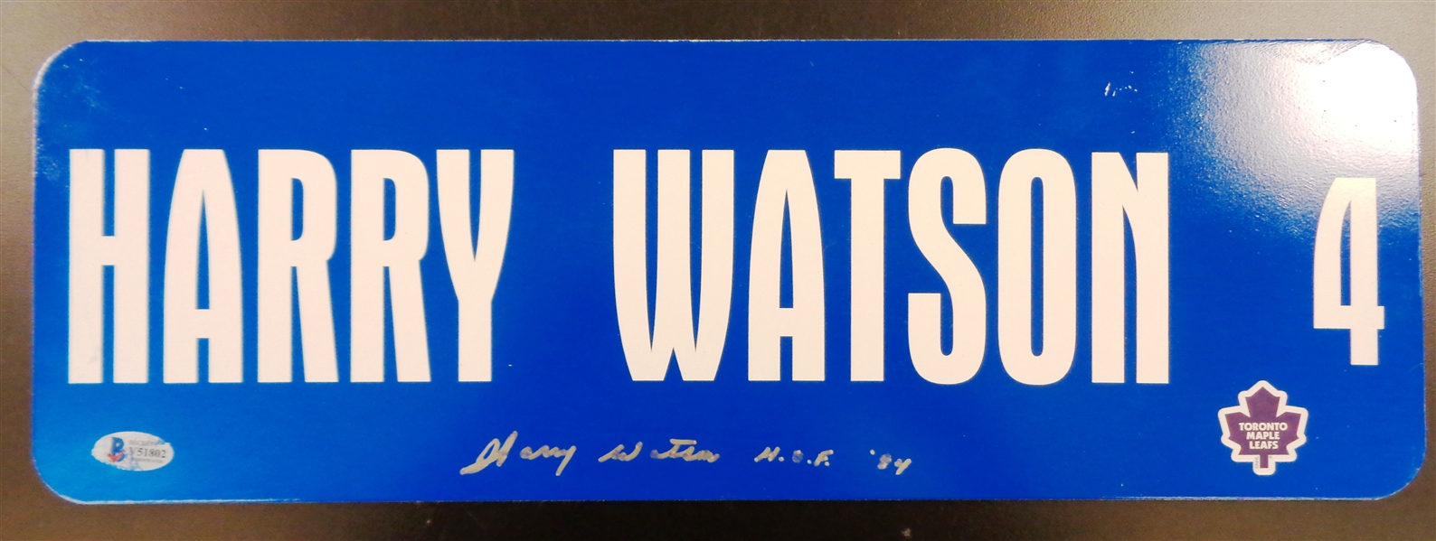 Harry Watson Autographed 6x18 Metal Street Sign