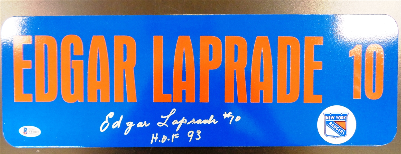Edgar Laprade Autographed 6x18 Metal Street Sign