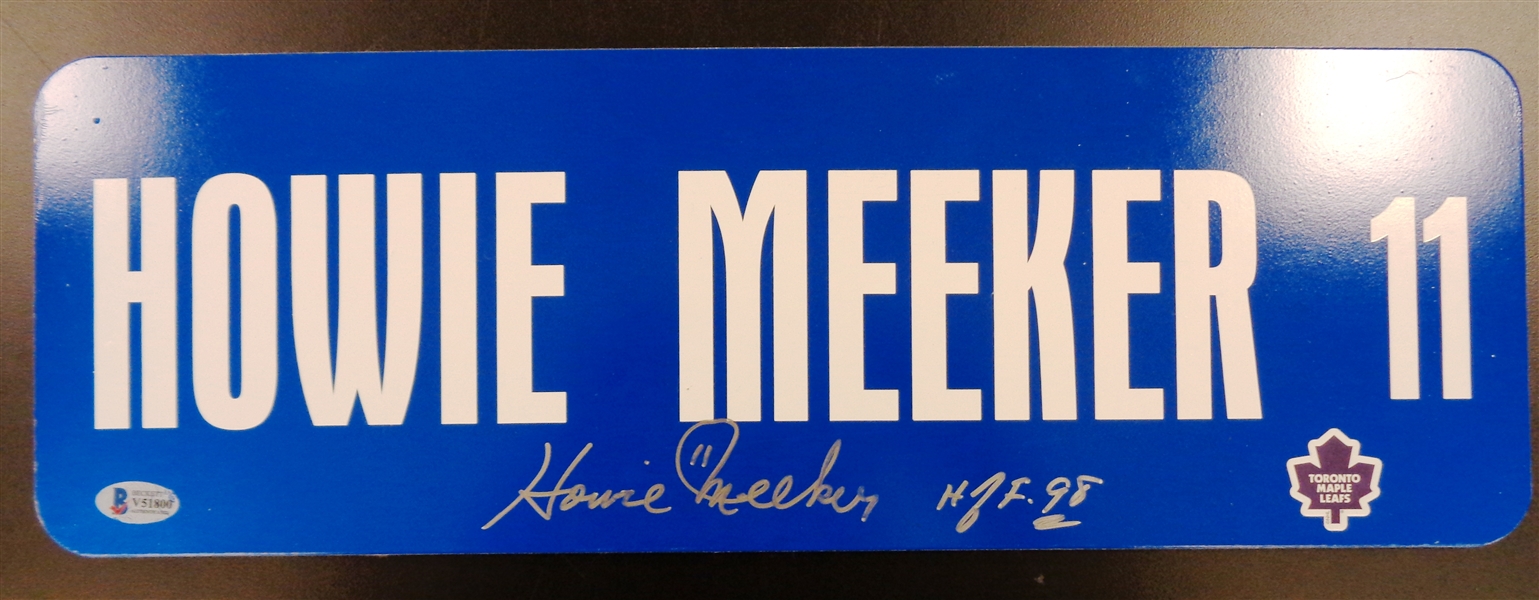 Howie Meeker Autographed 6x18 Metal Street Sign