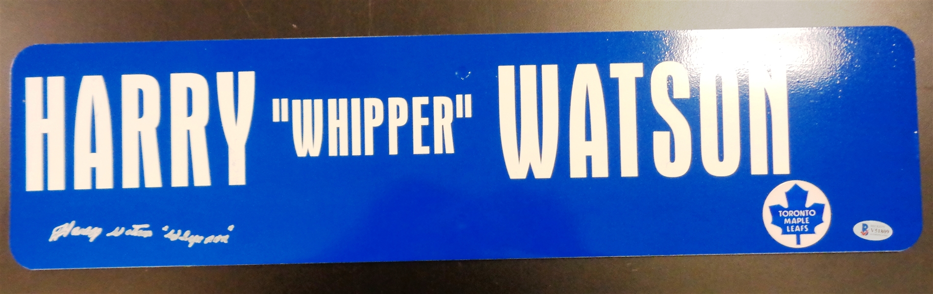 Harry "Whipper" Watson Autographed 6x24 Metal Street Sign