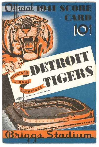 1941 Detroit Tigers Scorebook