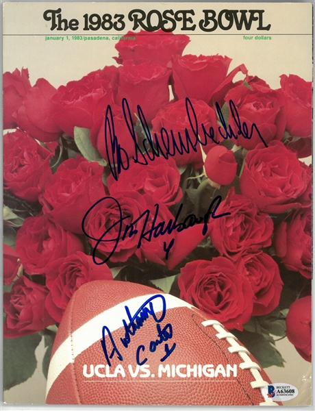 Schembechler, Harbaugh and Carter Autographed 1983 Rose Bowl Program