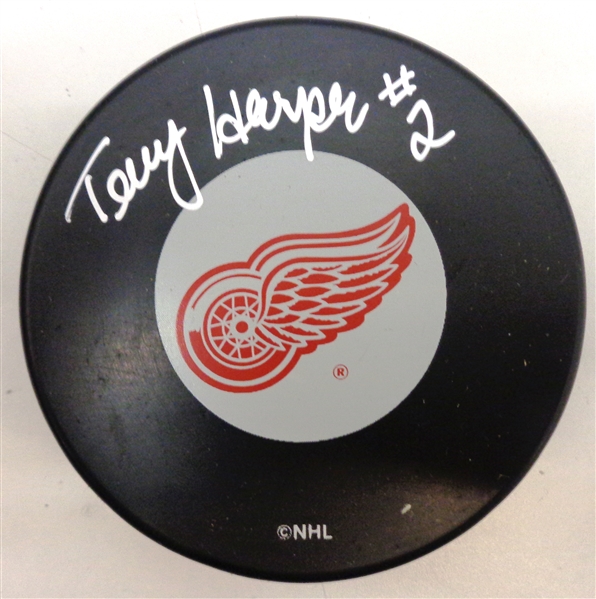 Terry Harper Autographed Red Wings Puck