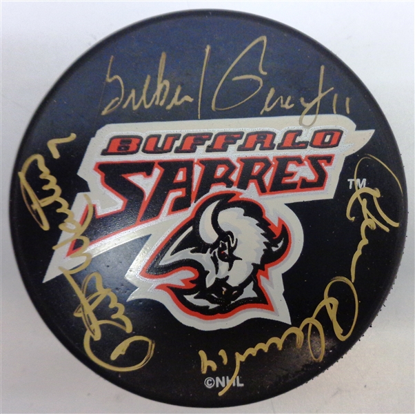 The French Connection Autographed Puck (Robert/Perreault/Martin)